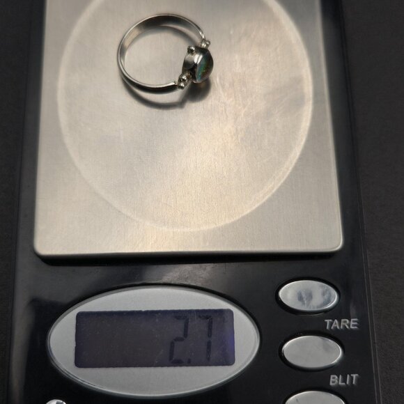 Size 7.5 Sterling Silver Blue Green Handmade Glass Ring A6507 - Picture 9 of 9